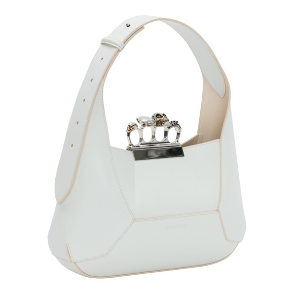 👜 🆕 Alexander McQueen Women's The Jewelled Hobo Bag in Ivory - Picture 3 of 5